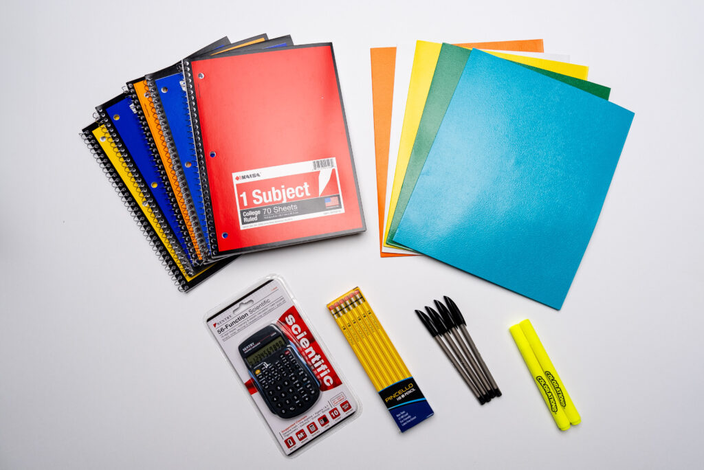 Middle/high school school supplies.